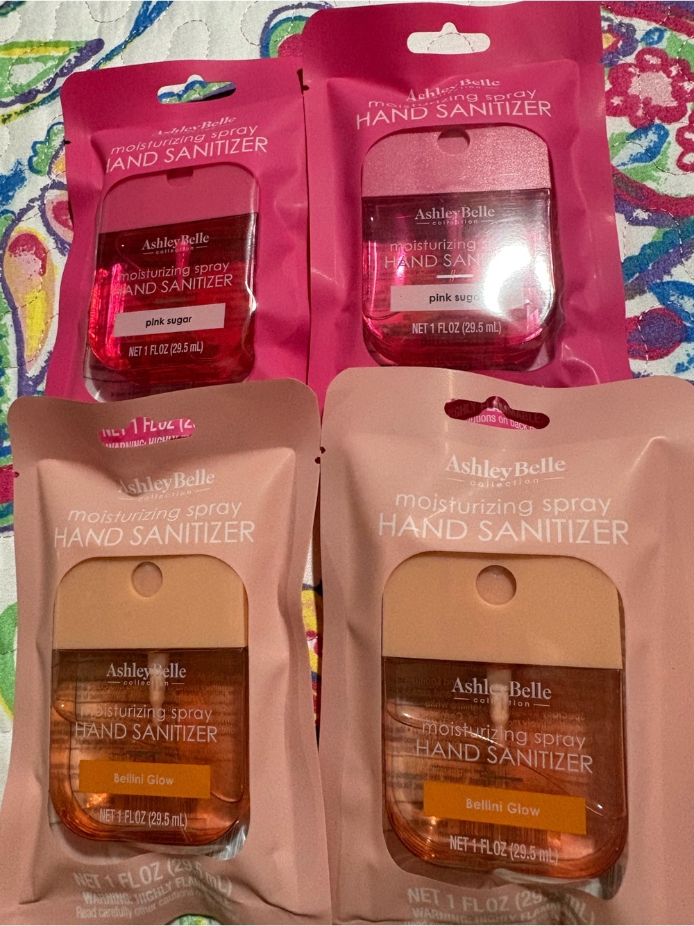 Moisturizing Spray Hand Sanitizer — Pink Sugar & Bellini Glow (Pink, Peach)